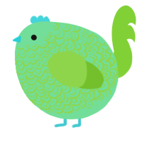 A spring and grass chicken with a double-lace pattern