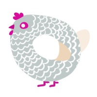 A silver and cream chicken with a lace pattern