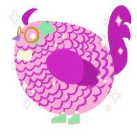 A lavender and amethyst chicken with a lace pattern