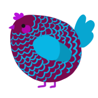 A wine and cerulean chicken with a lace pattern