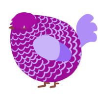 A plum and lilac chicken with a lace pattern