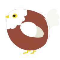 A russet and white chicken with a head pattern