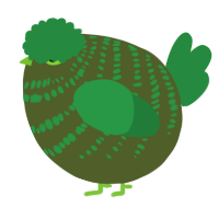 A olive and viridian chicken with a bar pattern