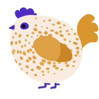 A cream and orange chicken with a speckle pattern