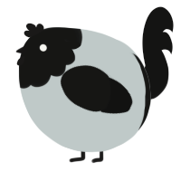 A silver and black chicken with a head pattern