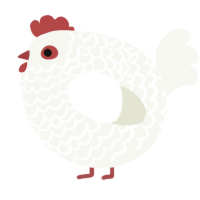 A white chicken with a lace pattern