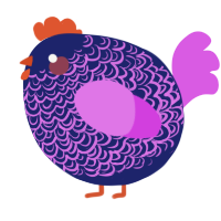 A navy and orchid chicken with a double-lace pattern
