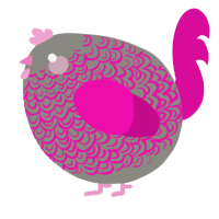 A ash and fuchsia chicken with a double-lace pattern