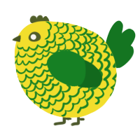 A yellow and leaf chicken with a lace pattern