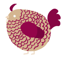 A beige and maroon chicken with a lace pattern