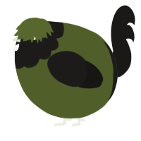 A olive and sable chicken with a head pattern