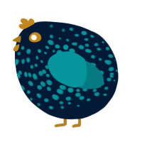 A tumblr and teal chicken with a speckle pattern