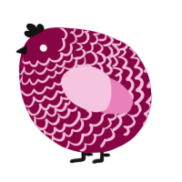A maroon and pink chicken with a lace pattern
