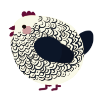 A white and tumblr chicken with a double-lace pattern