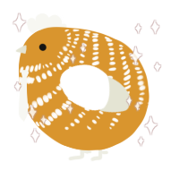 A orange and white chicken with a bar pattern