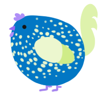 A sapphire and apple chicken with a speckle pattern
