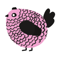 A pink and sable chicken with a lace pattern