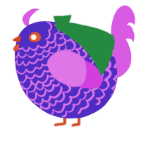 A indigo and orchid chicken with a lace pattern