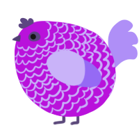 A amethyst and lilac chicken with a lace pattern