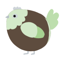 A bark and gluppy chicken with a head pattern