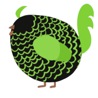 A black and grass chicken with a lace pattern