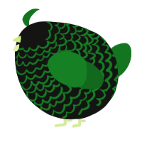 A black and leaf chicken with a lace pattern