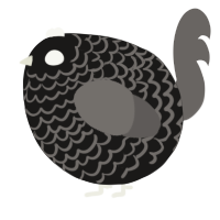 A sable and grey chicken with a lace pattern