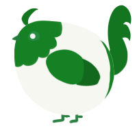 A white and leaf chicken with a head pattern