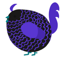 A sable and indigo chicken with a lace pattern