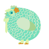 A mint and gluppy chicken with a lace pattern