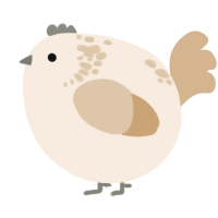 A cream and beige chicken with a neck-speckle pattern