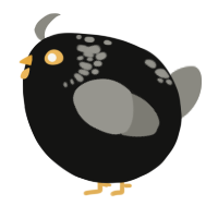A black and ash chicken with a neck-speckle pattern