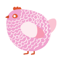A pink and rose chicken with a lace pattern