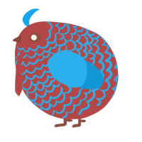 A red and sky chicken with a lace pattern