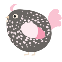 A grey and rose chicken with a speckle pattern