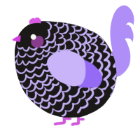 A sable and lilac chicken with a lace pattern