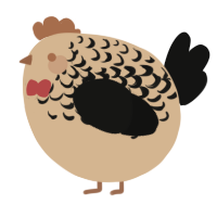 A beige and black chicken with a half-lace pattern