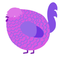 A orchid and blurple chicken with a lace pattern
