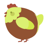 A russet and lime chicken with a head pattern