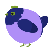 A lilac and navy chicken with a head pattern