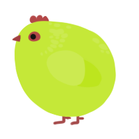 A lime chicken with a neck-speckle pattern