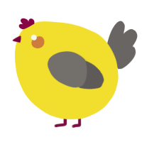 A yellow and grey chicken