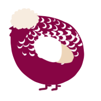 A maroon and cream chicken with a half-lace pattern