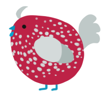 A crimson and silver chicken with a speckle pattern