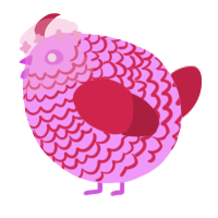 A lavender and crimson chicken with a lace pattern