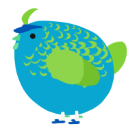 A cerulean and grass chicken with a half-lace pattern