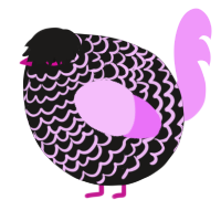 A sable and lavender chicken with a lace pattern