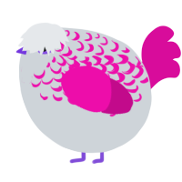 A mist and fuchsia chicken with a half-lace pattern
