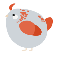 A mist and vermilion chicken with a neck-speckle pattern