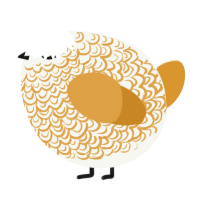 A white and orange chicken with a double-lace pattern